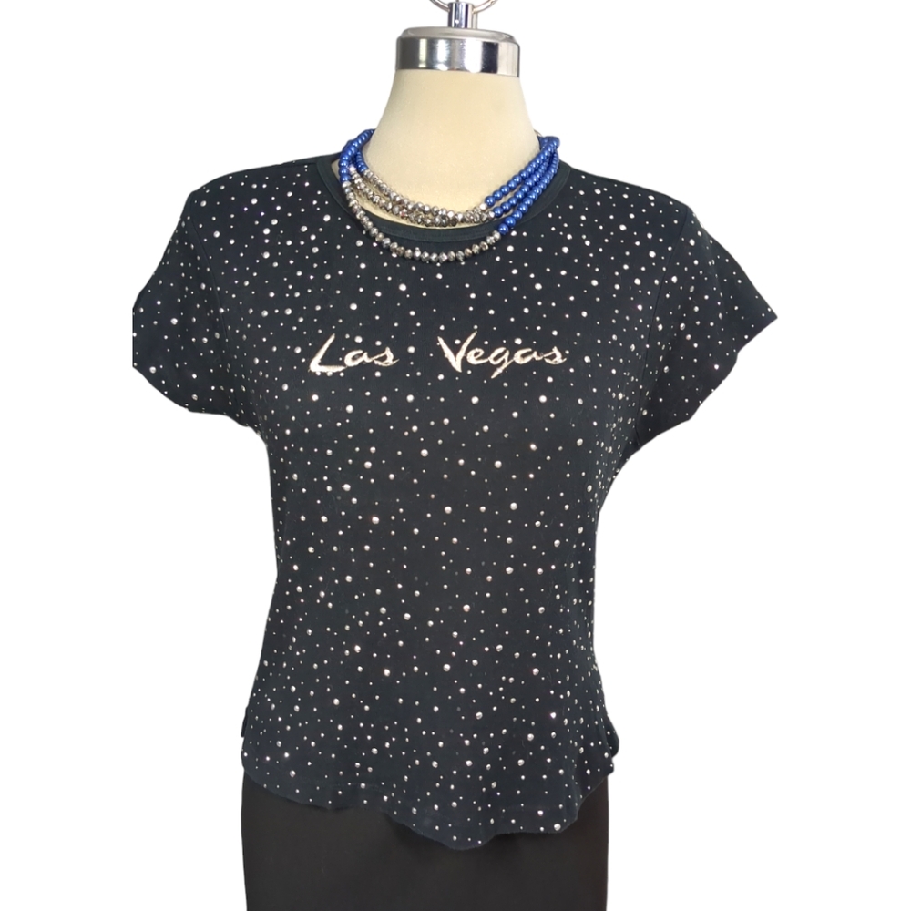 Bay Beauty Black Sparkle Silver top Size M